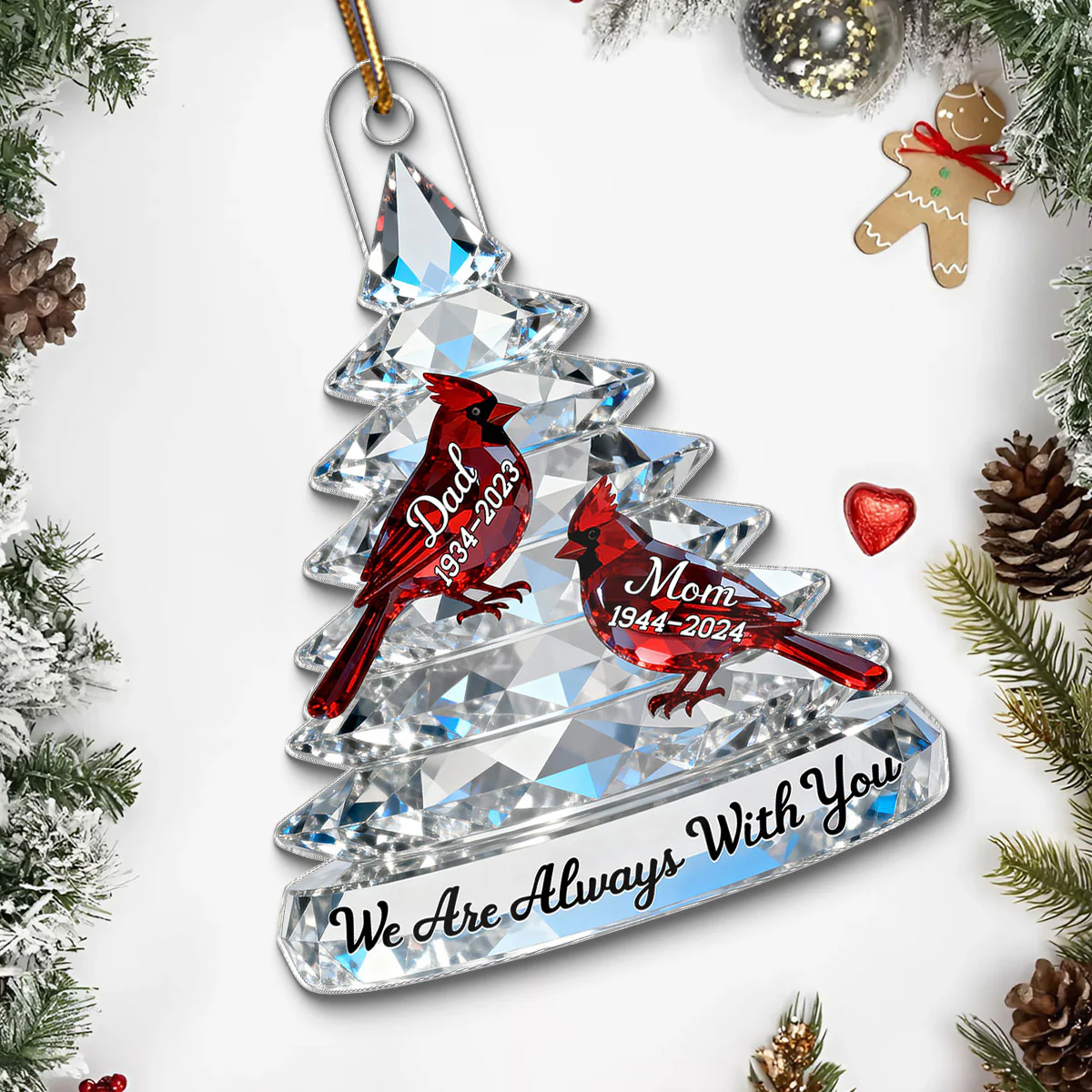 3D Effect Memorial Tree Cardinals - Personalized Acrylic Car Hanger - Remembrance Gift, Sympathy Gift For Whole Family, Extended Family - Image 7