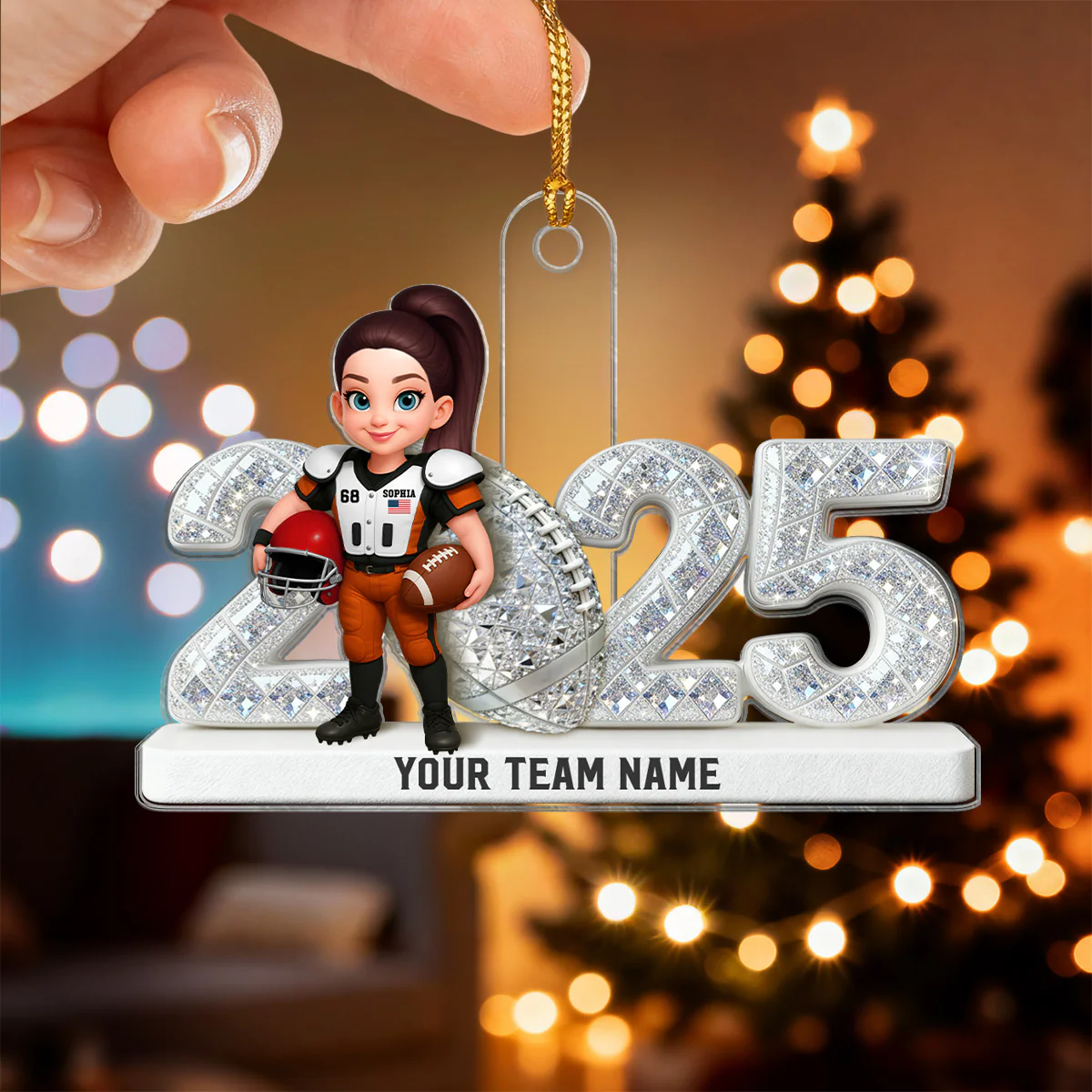 3D Shining Effect Christmas American Football Player - Personalized Acrylic Ornament - Christmas Gift For Football Players - Image 5