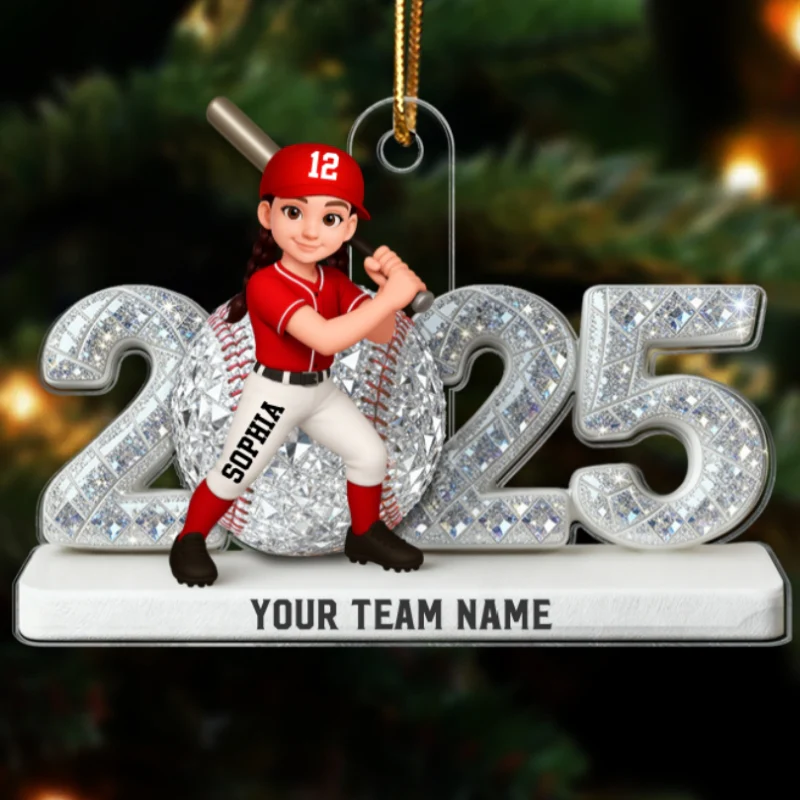 3D Shining Effect Christmas Baseball Player - Personalized Acrylic Ornament - Christmas Gift For Baseball Players - Image 8
