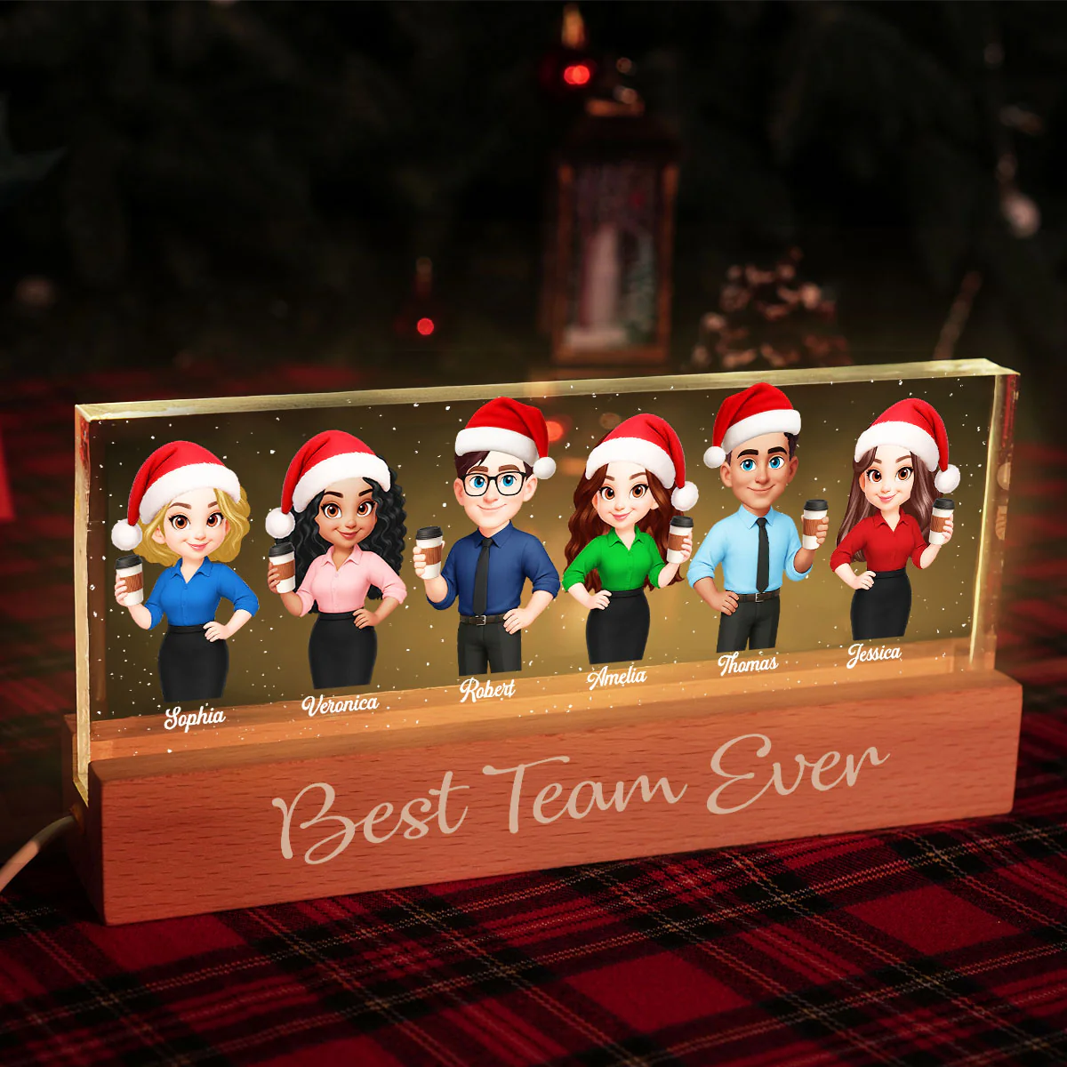 Best Team Ever - Personalized Acrylic Block Plaque LED Night Light - Gift For Colleagues, Coworkers, Boss - Image 6