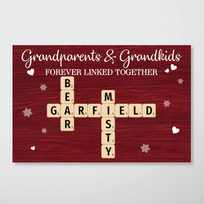 Christmas Grandparents Grandkids Forever Linked Together Crossword Puzzle Art - Personalized Poster - Gift For Grandparents - Image 8