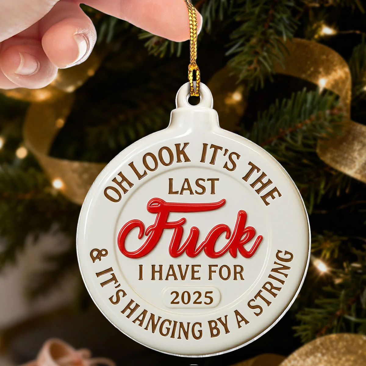 Funny Adult Humor Last Nerve On String - Personalized Acrylic Ornament - White Elephant Gift, Secret Santa Gag Gift - Image 4