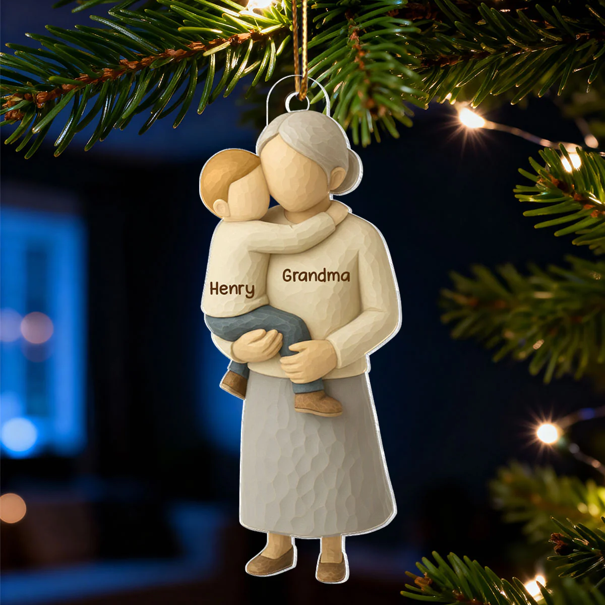 Grandma Hugging Grandkid - Personalized Acrylic Ornament - Heartwarming Christmas Gift for Grandma - Image 5