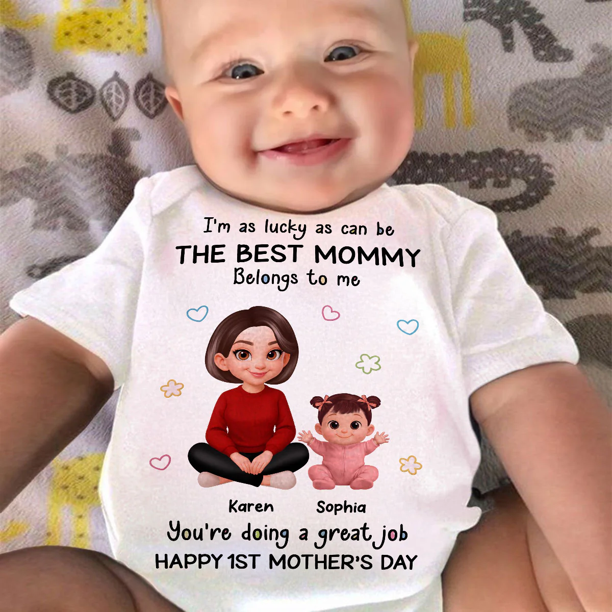 I Am Lucky As Can Be The Best Mommy - Personalized Baby Onesie - First Mother's Day Baby Gift - Image 3