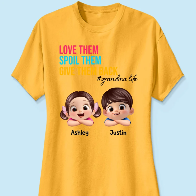 Love Them Spoil Them Give Them Back - Personalized Shirt - Gift for Grandma - Image 39