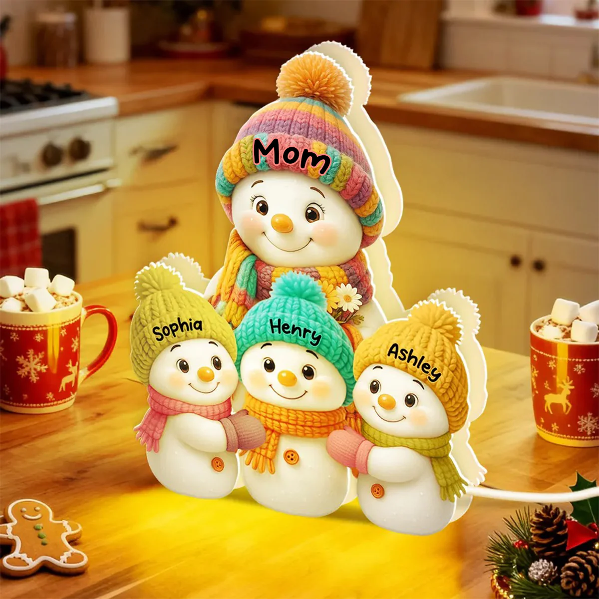 Snowman Mom, Dad, Parents and Kids Personalized Light Box - Holiday Family Keepsake - Image 9