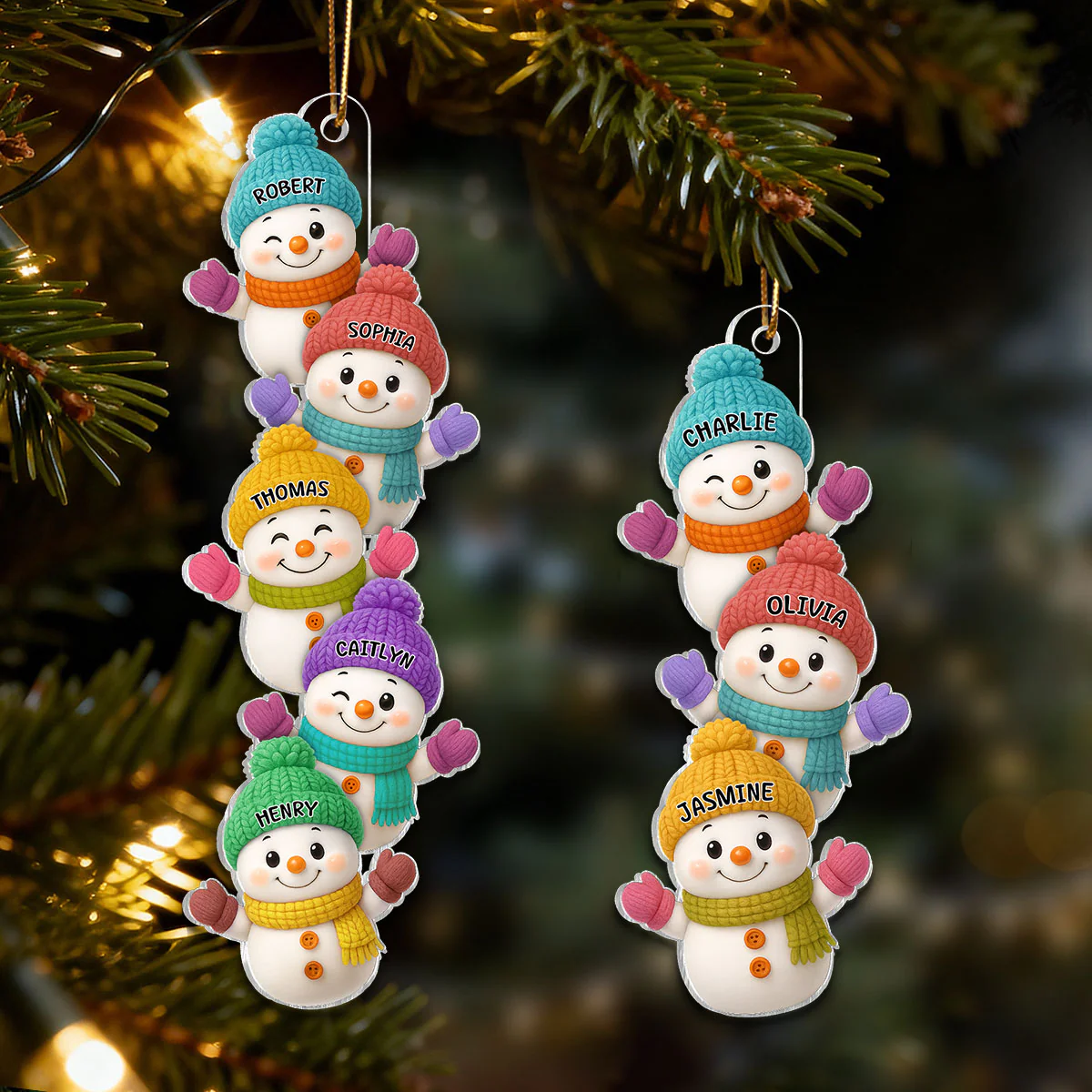 Stacked Snowman Our Grandkids Christmas - Personalized Acrylic Ornament - Gift For Grandparents, Grandkids, Family - Image 6