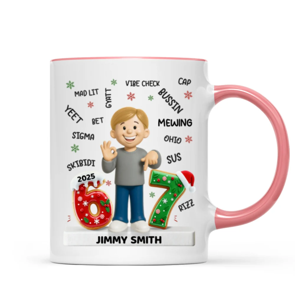 Teen Kid Custom Name Six Seven 3D Effect - Personalized Mug - 2025 Slang, Funny Teen Grandkid, Gen Alpha Christmas Gift - Image 13