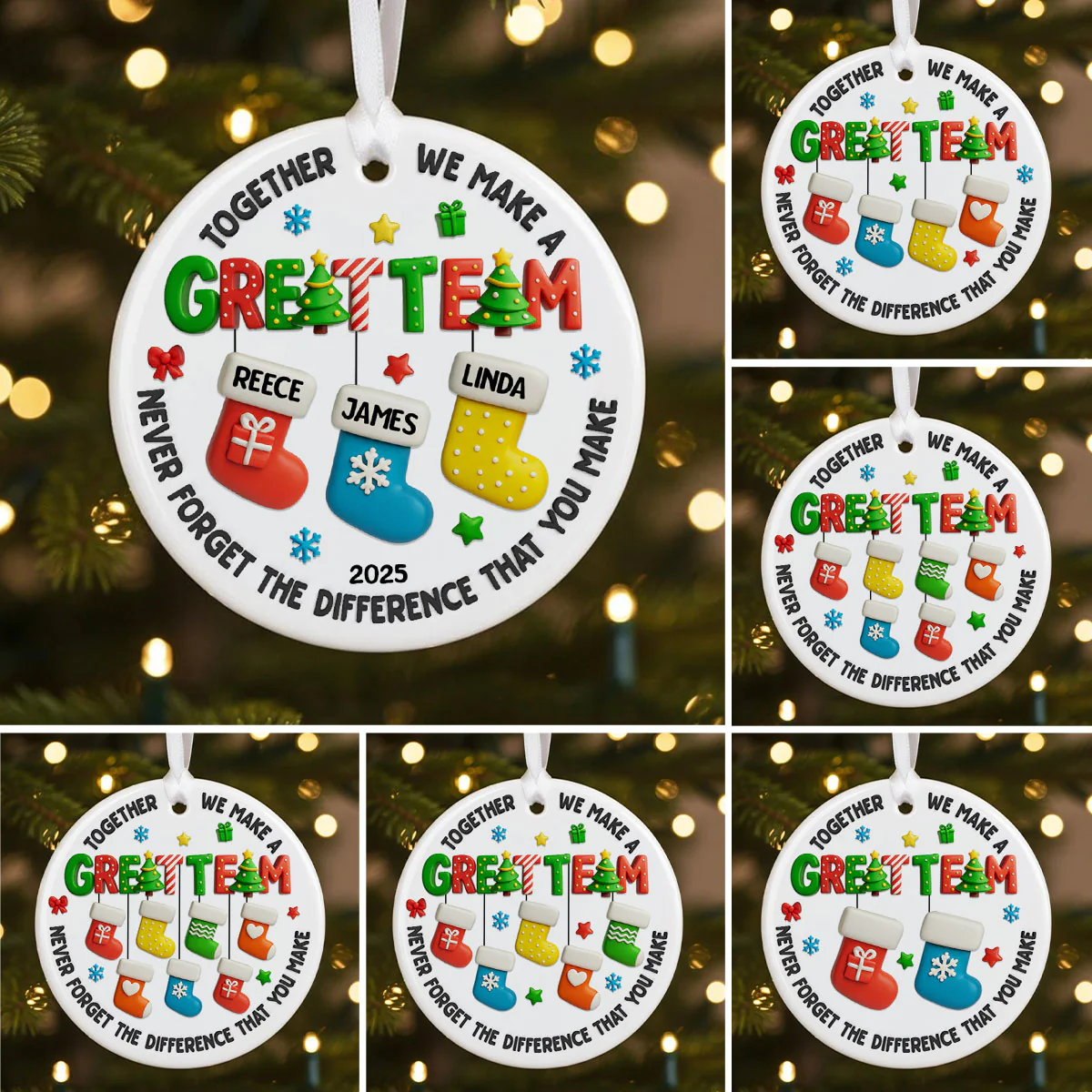 Together We Make A Great Team - Personalized Ceramic Ornament - Christmas Gift for Coworker - Image 5